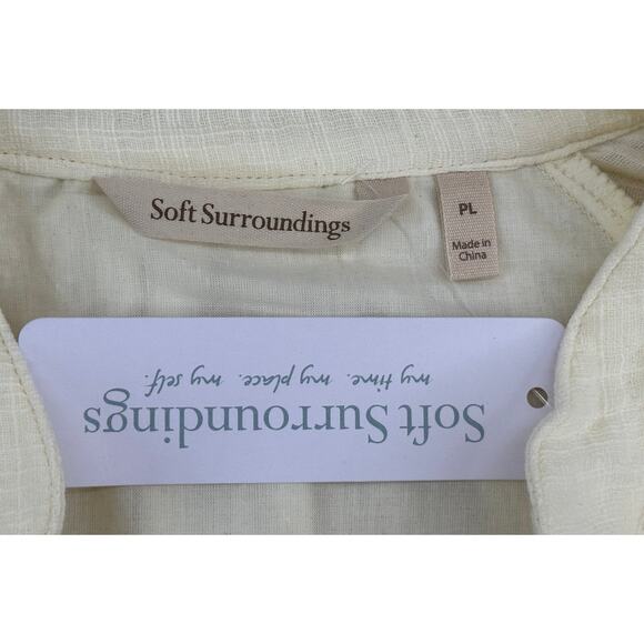 Soft Surroundings Peasant Blouse Top Crochet Sleeve Gauze Lined Boho NWT PL - Picture 6 of 9